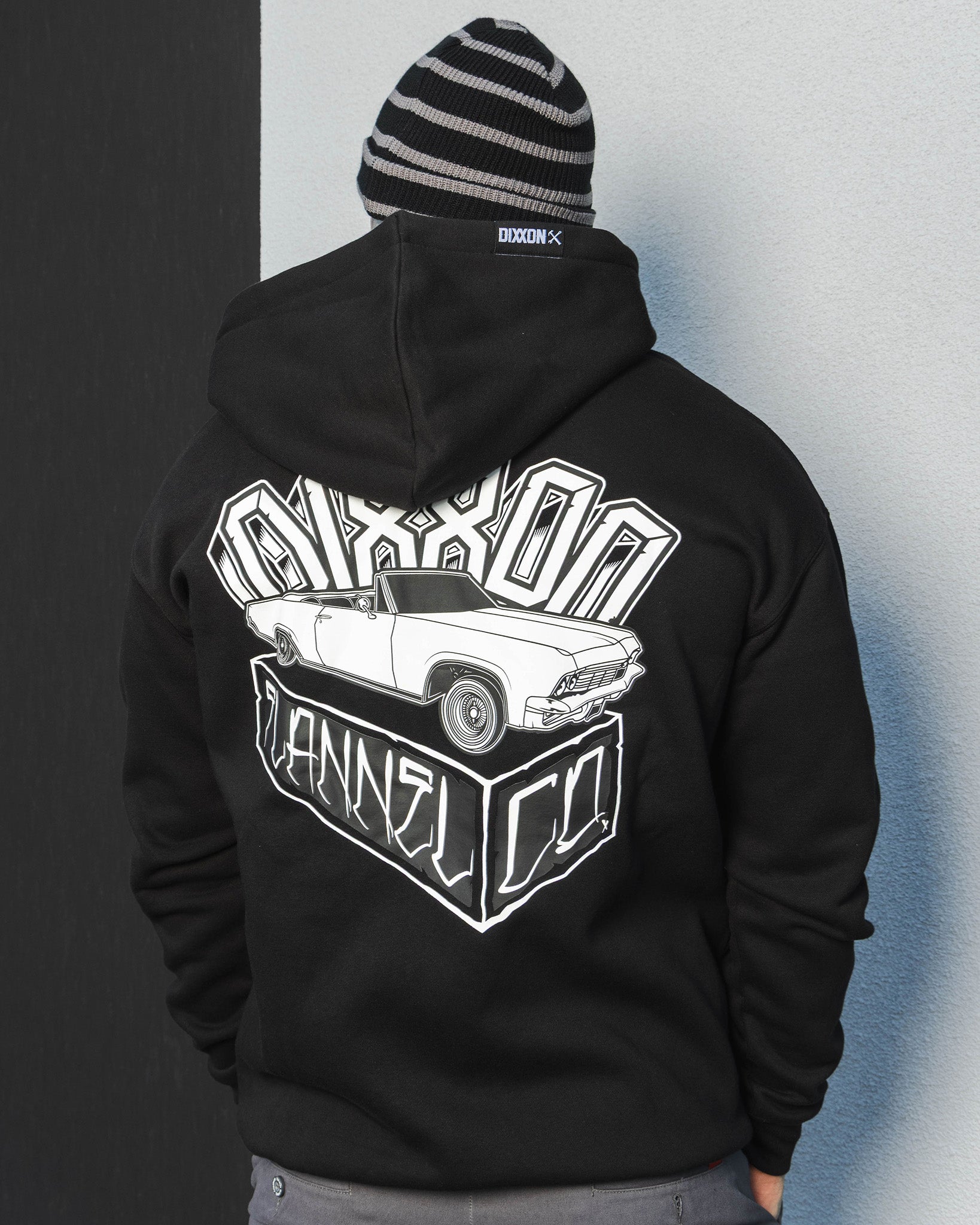 White Block Zip Up Hoodie - Black | Dixxon Flannel Co.