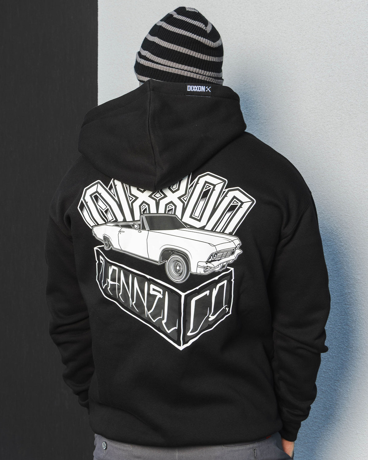 White Block Zip Up Hoodie - Black - view 1