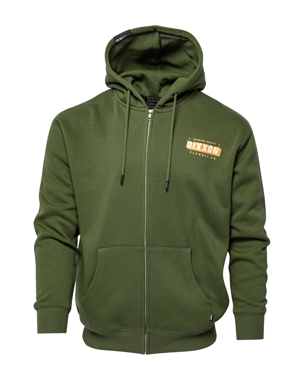 Tan Grille Zip Up Hoodie - O.D. Green view 3