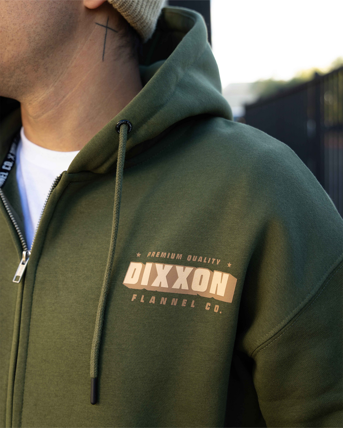 Tan Grille Zip Up Hoodie - O.D. Green view 8
