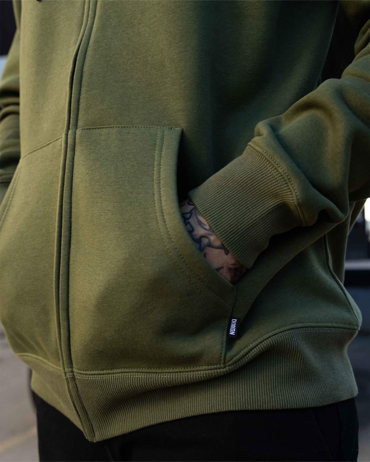 Tan Grille Zip Up Hoodie - O.D. Green view 9