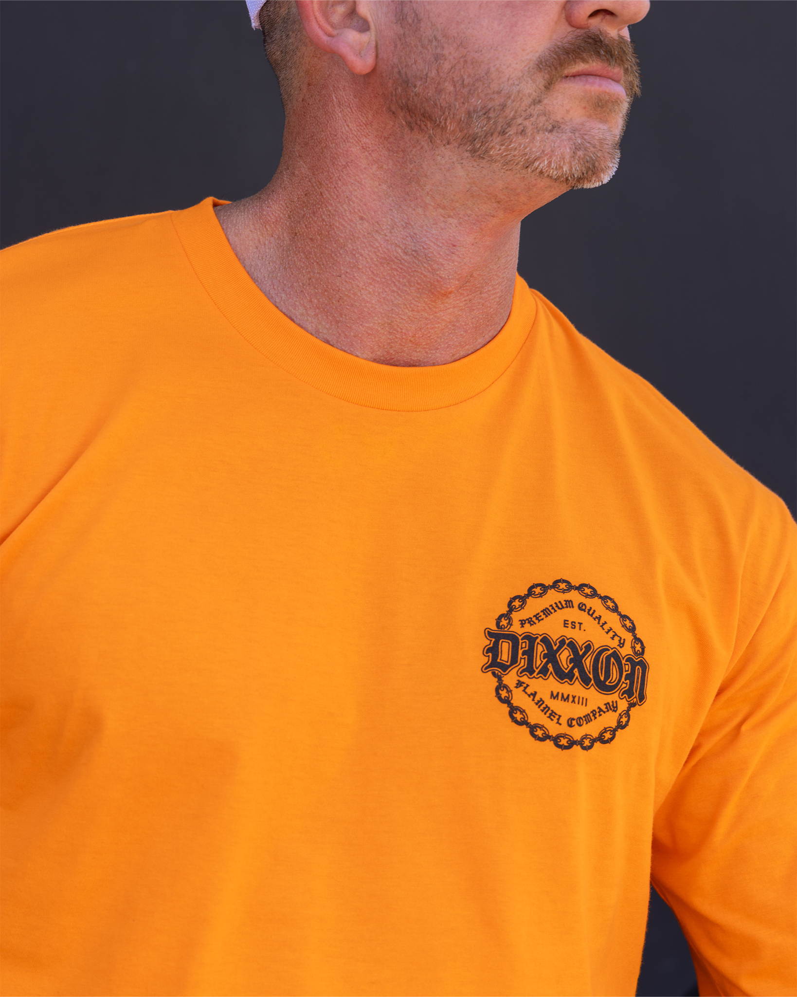 Black Chained Long Sleeve T-Shirt - Safety Orange view 4