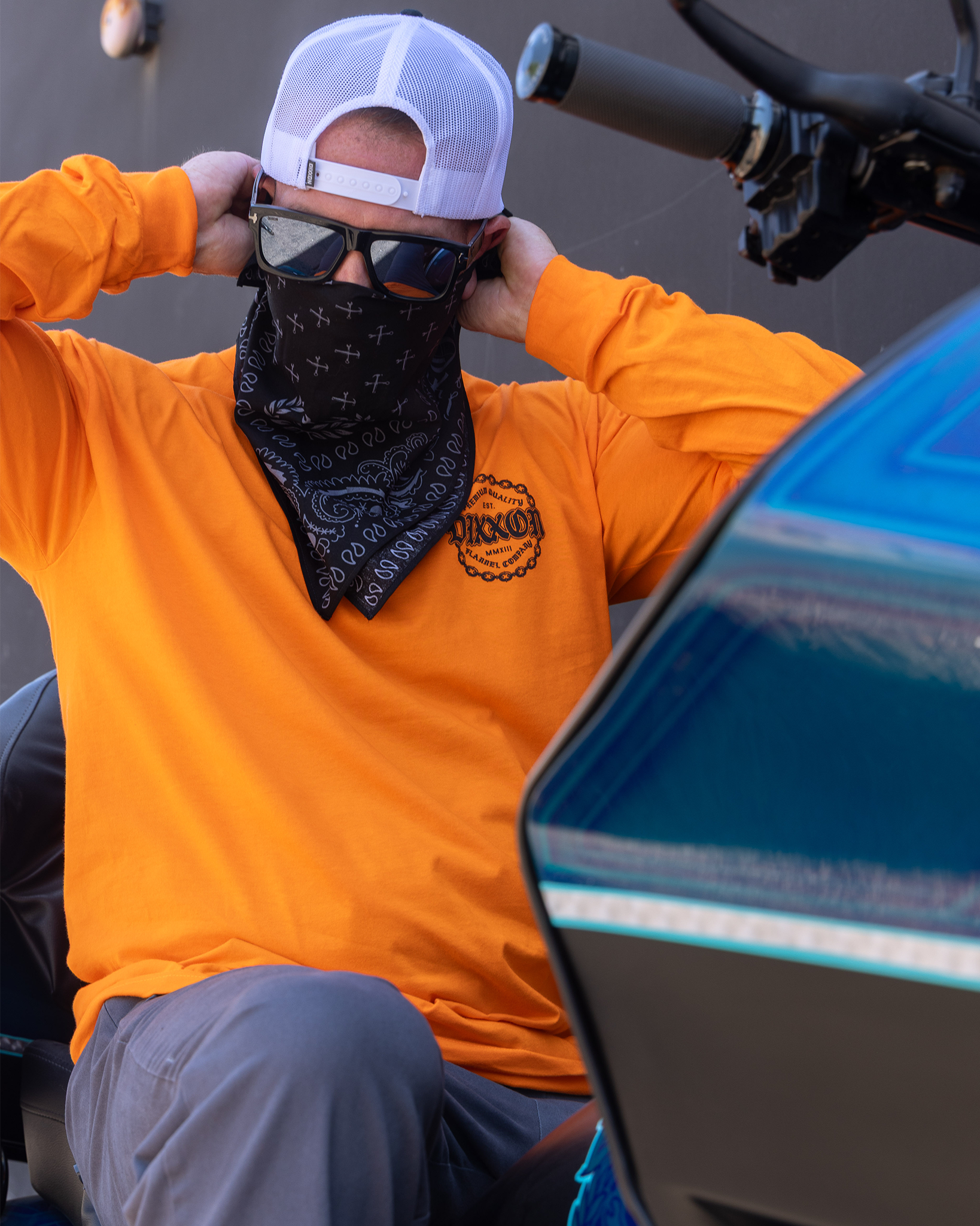 Black Chained Long Sleeve T-Shirt - Safety Orange view 6