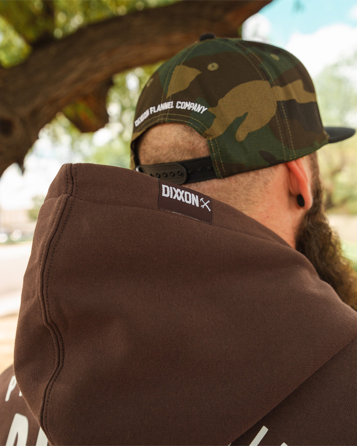 White Over Under Zip Up Hoodie - Brown view 8