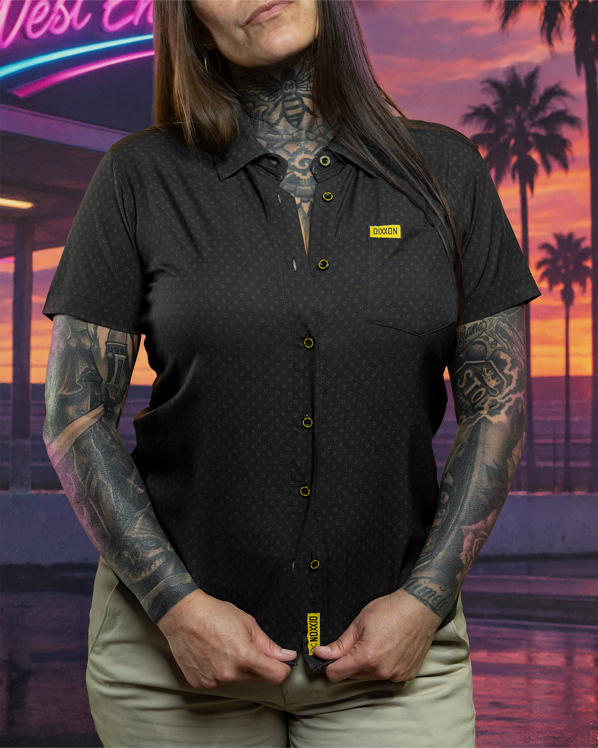 Women's West End Party Shirt - Black & Gold view 1