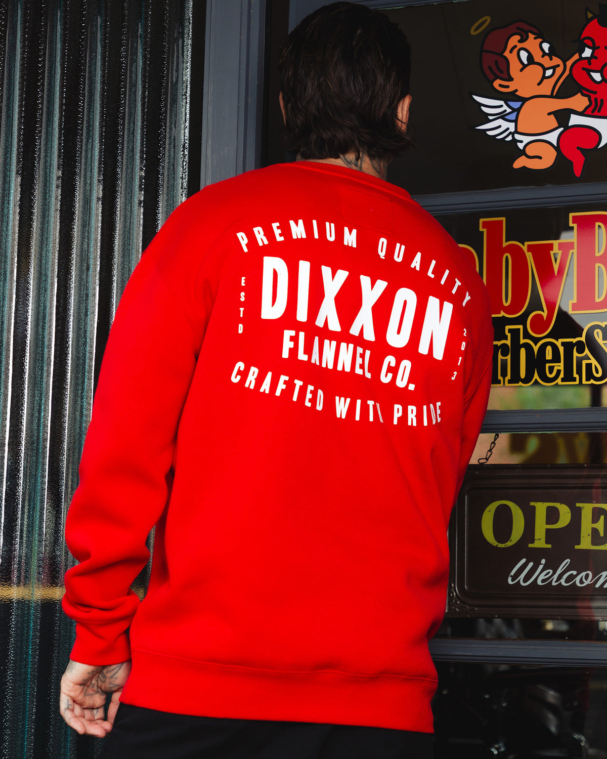 White Over Under Crewneck Sweatshirt - Red view 4