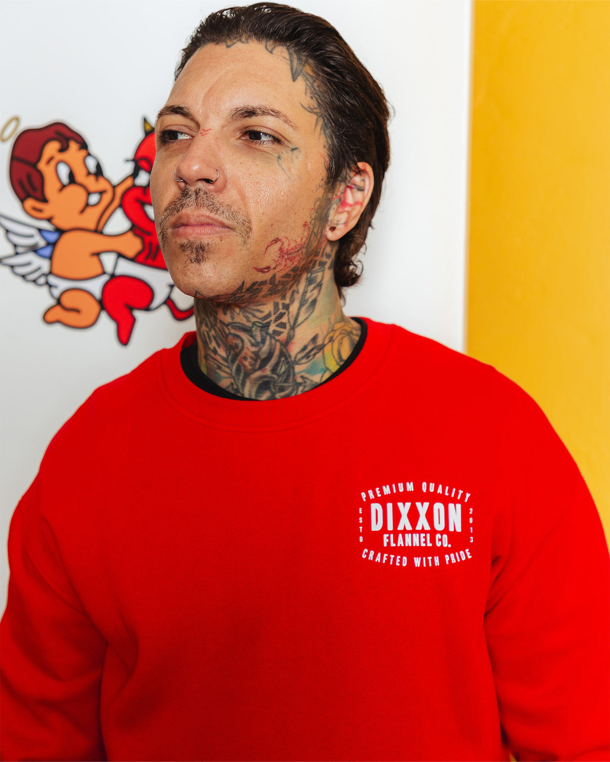 White Over Under Crewneck Sweatshirt - Red view 6