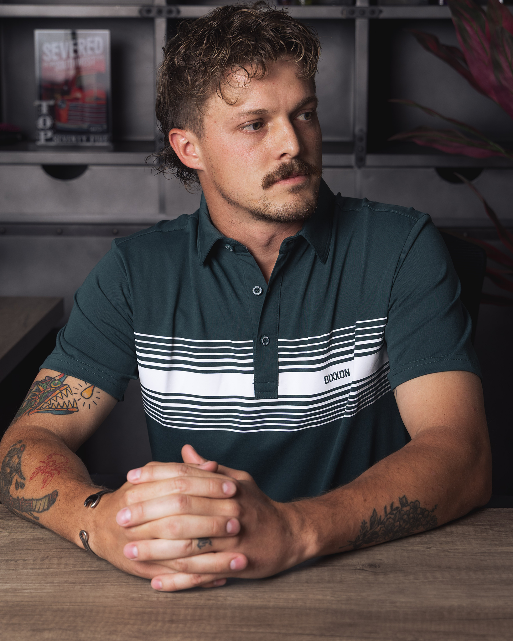 White Stripe Premium Polo - Green view 5