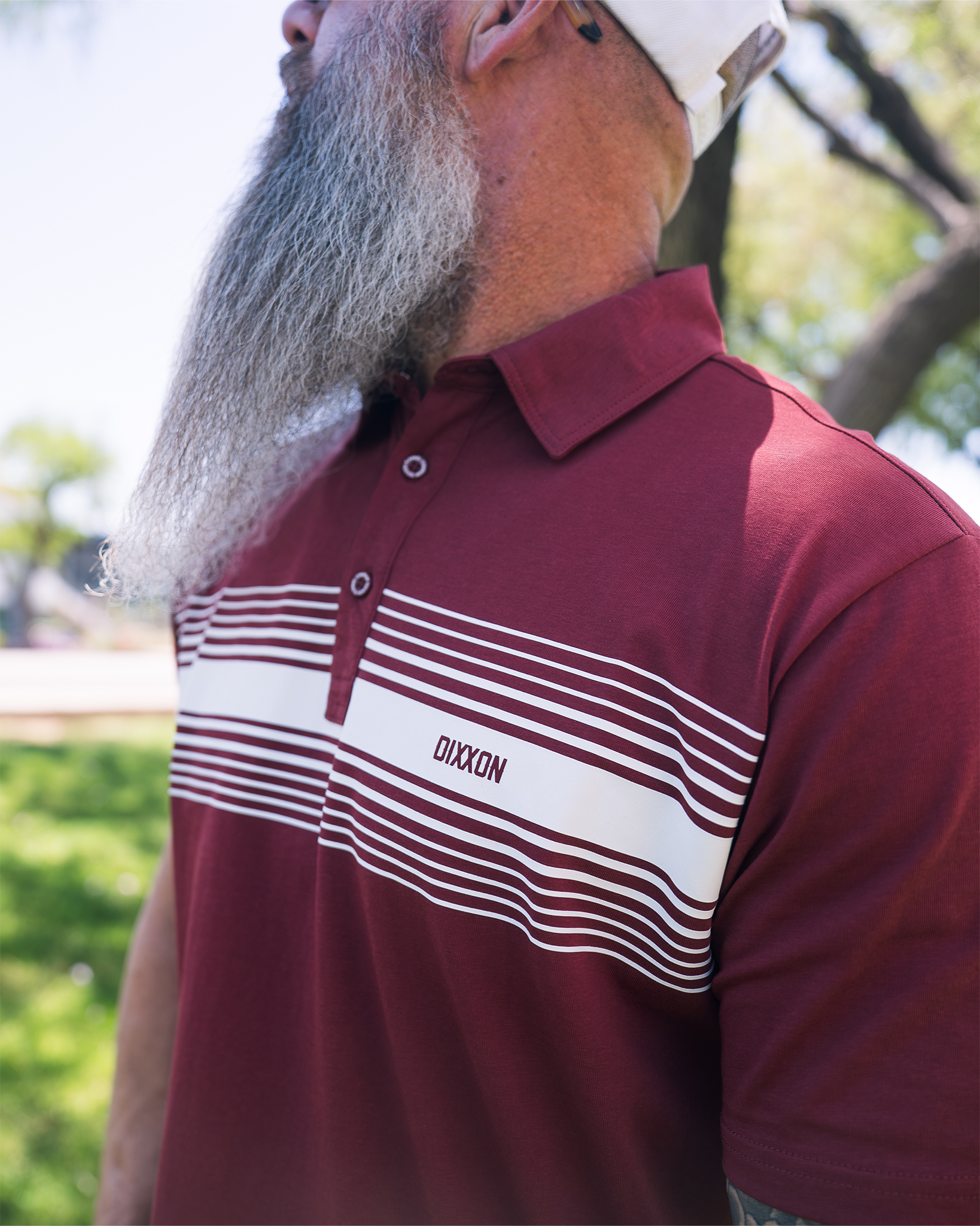 White Stripe Premium Polo - Red view 5