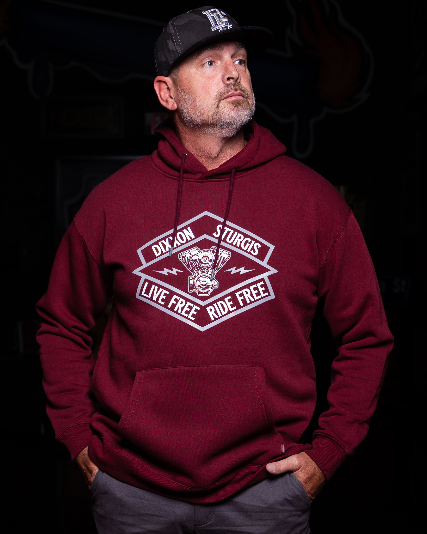Sturgis Live Free Pullover - Maroon - view 1