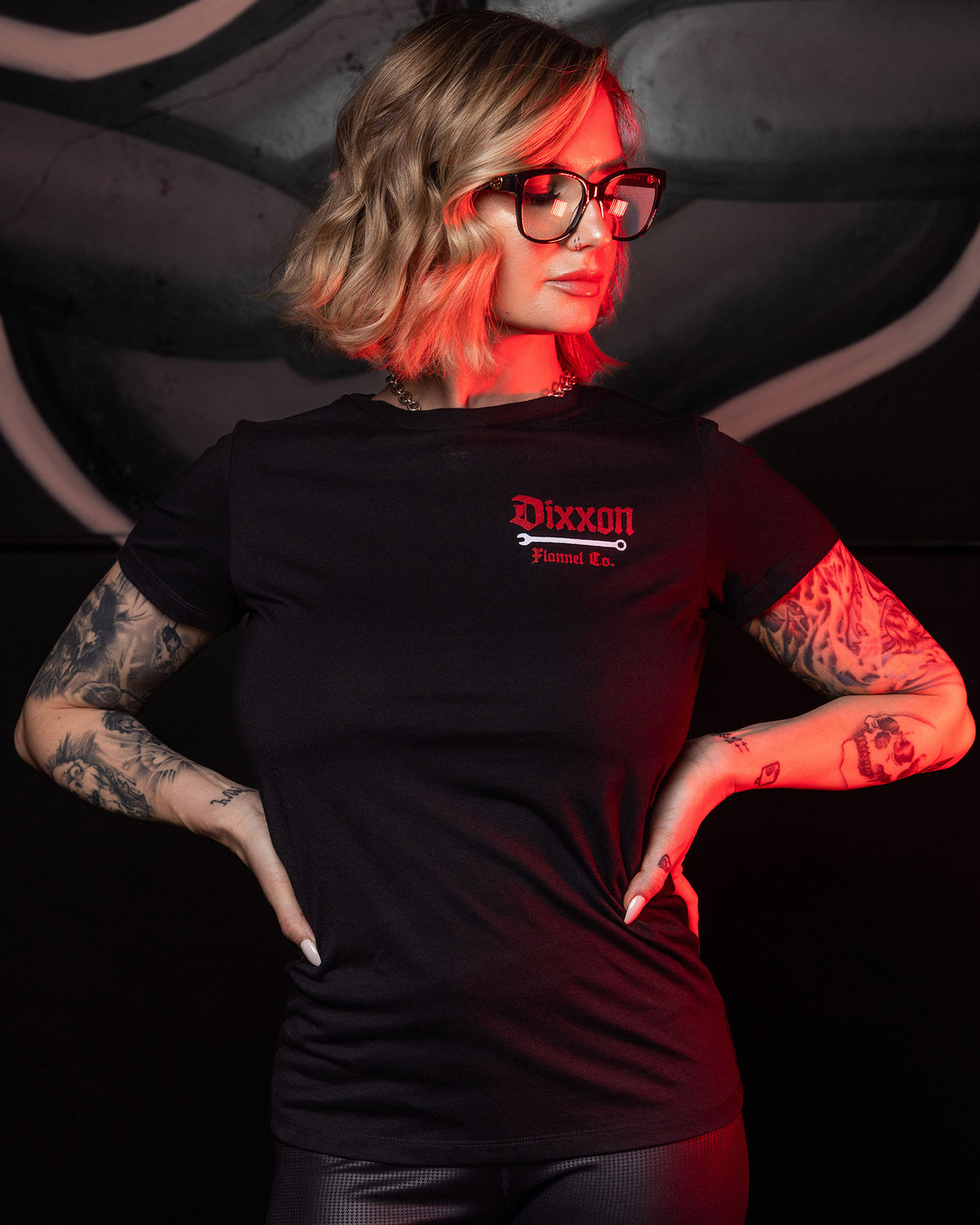 Women's Red Hexbound Fitted Tee - Black view 2