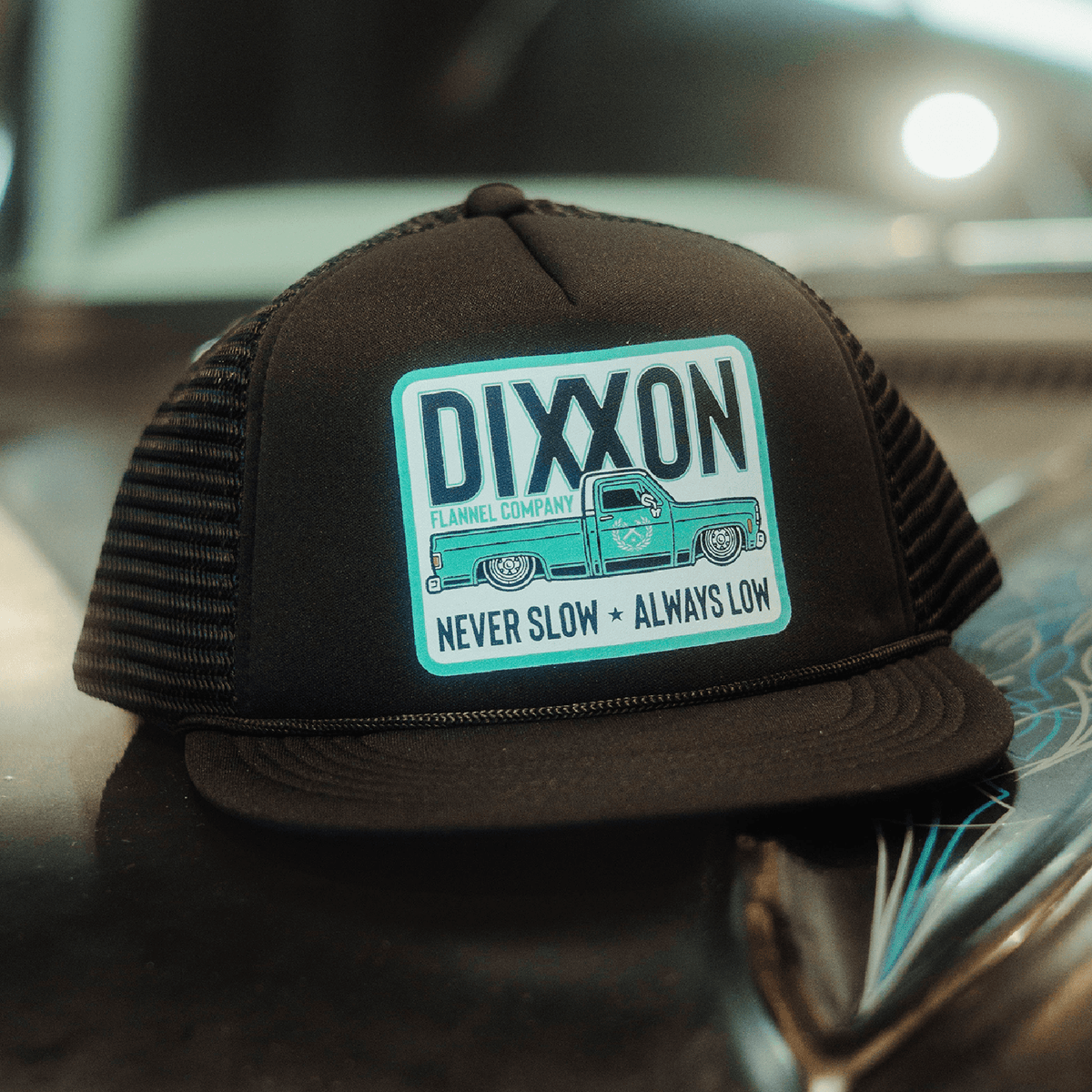 always オールウェイズsick dan denim trucker cap always-low-flat-bill-foam-