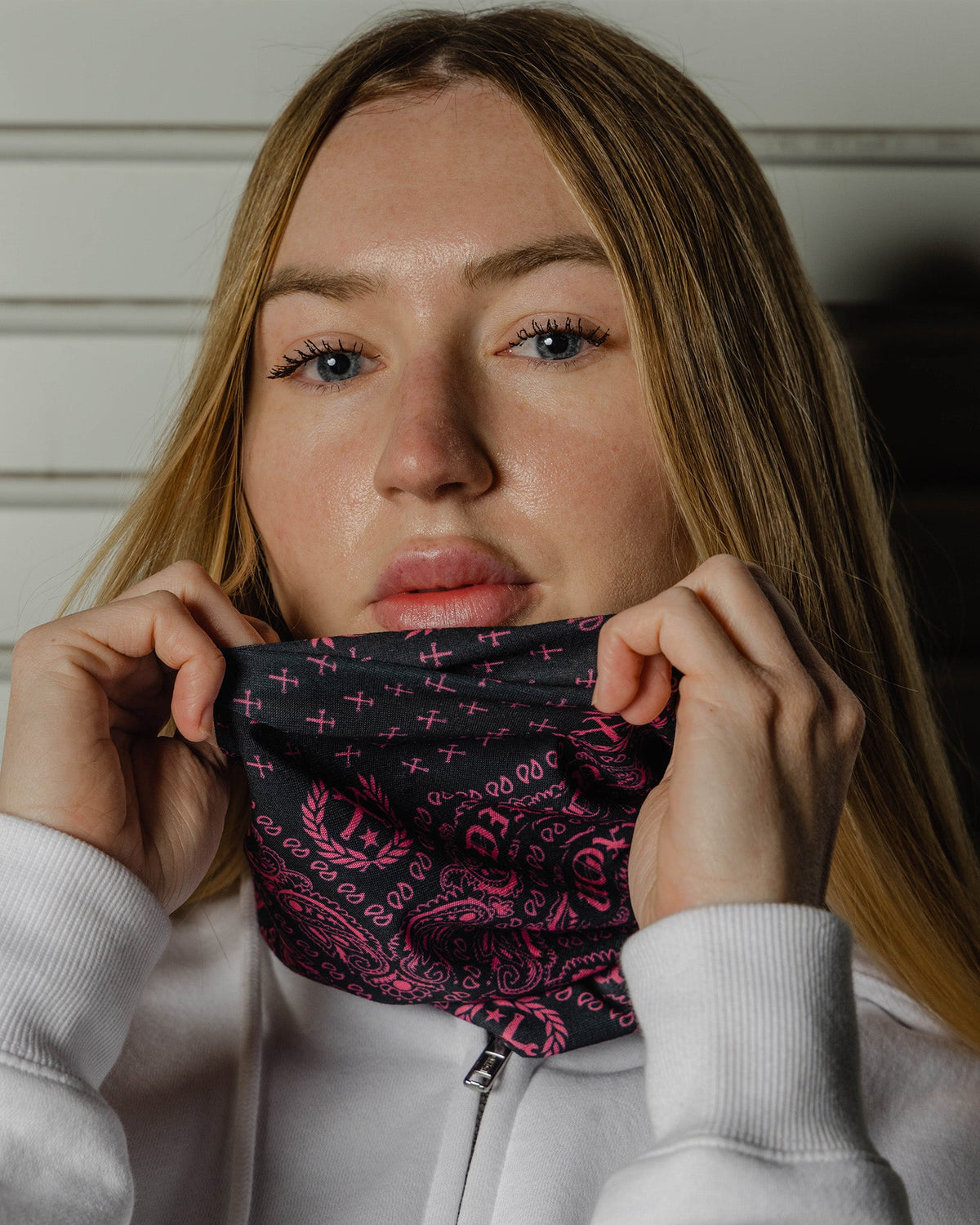 Bandana Neck Gaiter - Black & Pink - Dixxon Flannel Co. view 1