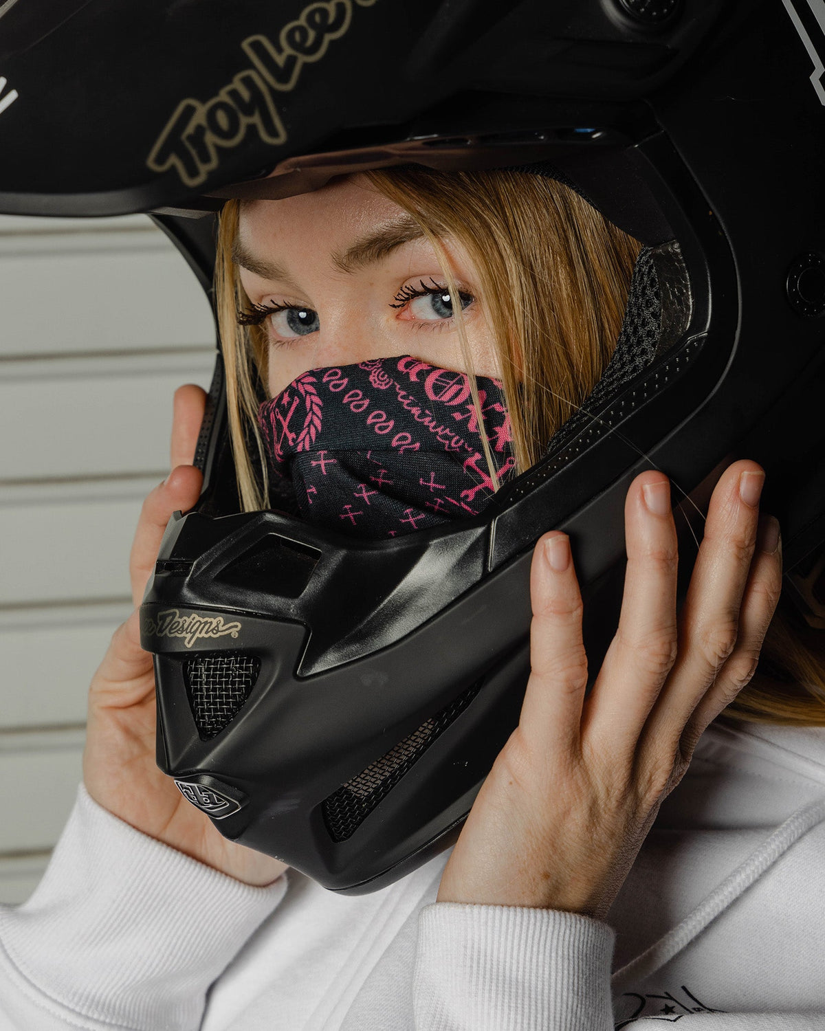 Bandana Neck Gaiter - Black & Pink - Dixxon Flannel Co. view 2