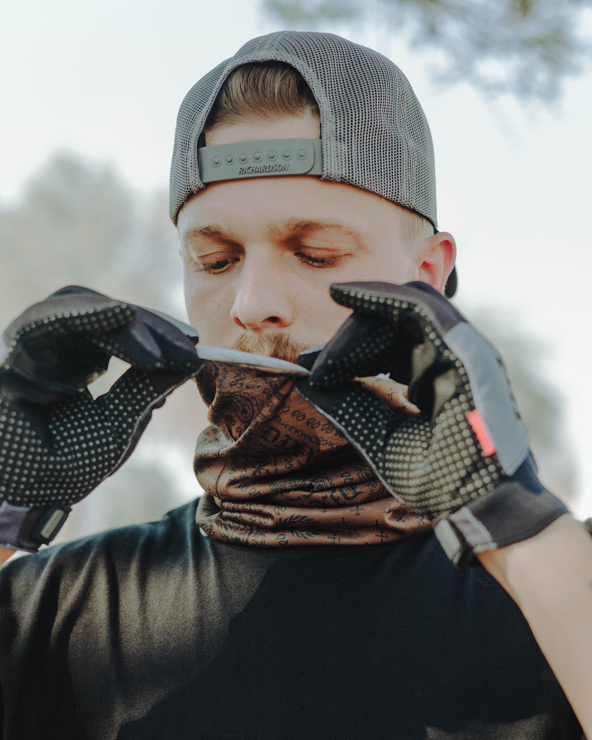 Bandana Neck Gaiter - Brown & Black - Dixxon Flannel Co. view 3