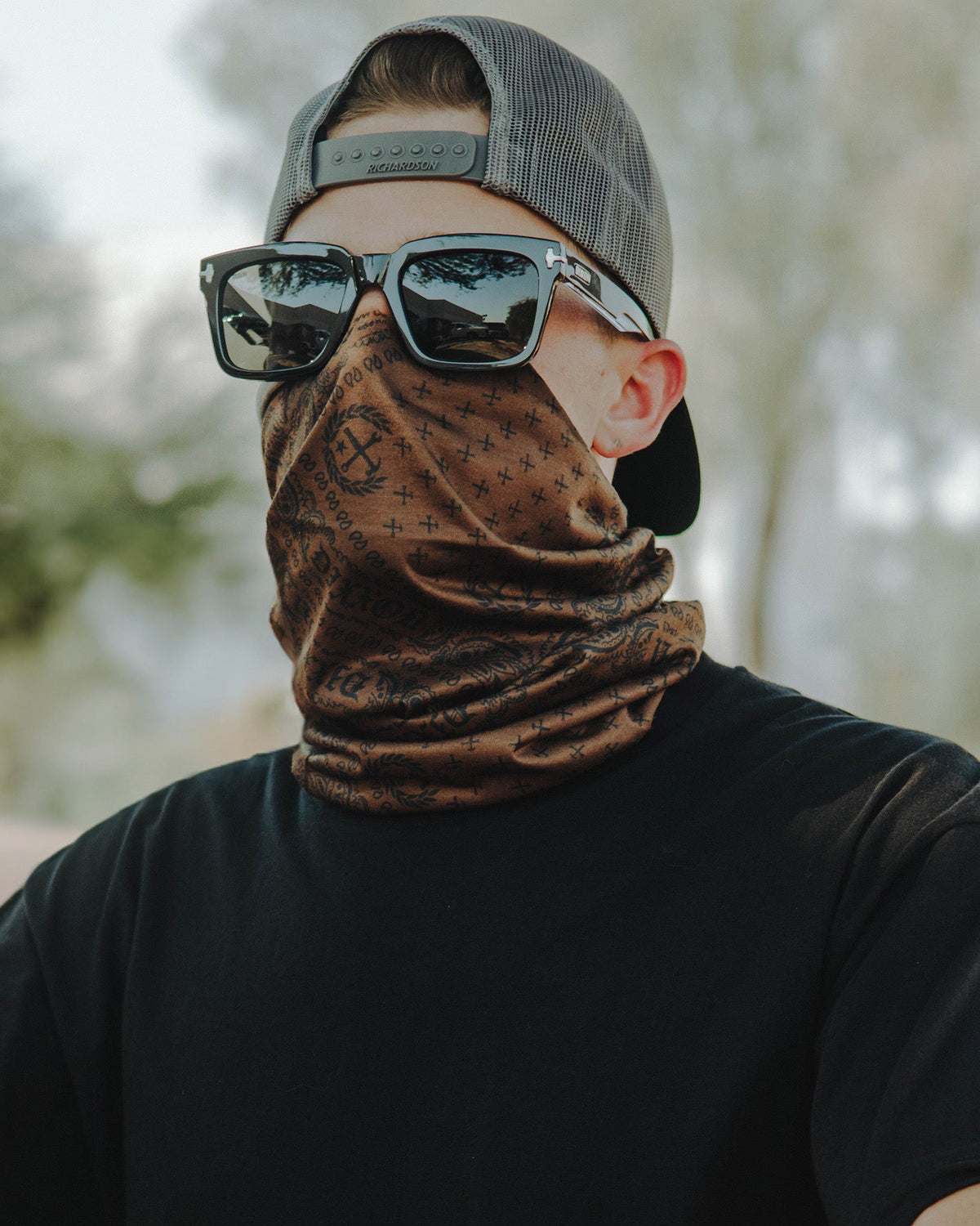 Bandana Neck Gaiter - Brown & Black - Dixxon Flannel Co. view 2