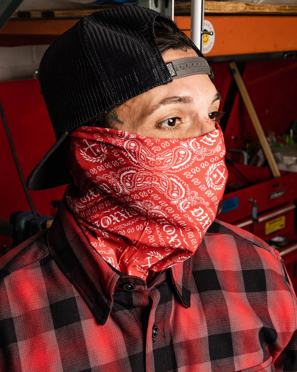 Bandana Neck Gaiter - Red & White - Dixxon Flannel Co. view 1