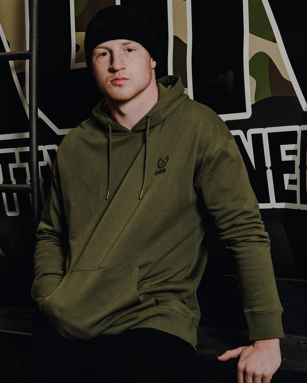 Black Crest Lightweight Pullover Hoodie - OD Green - view 3