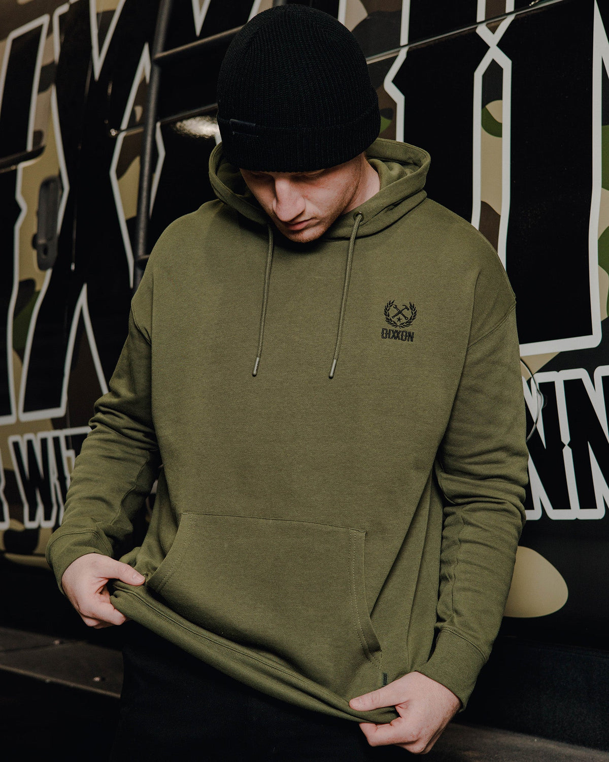 Black Crest Lightweight Pullover Hoodie - OD Green - view 1