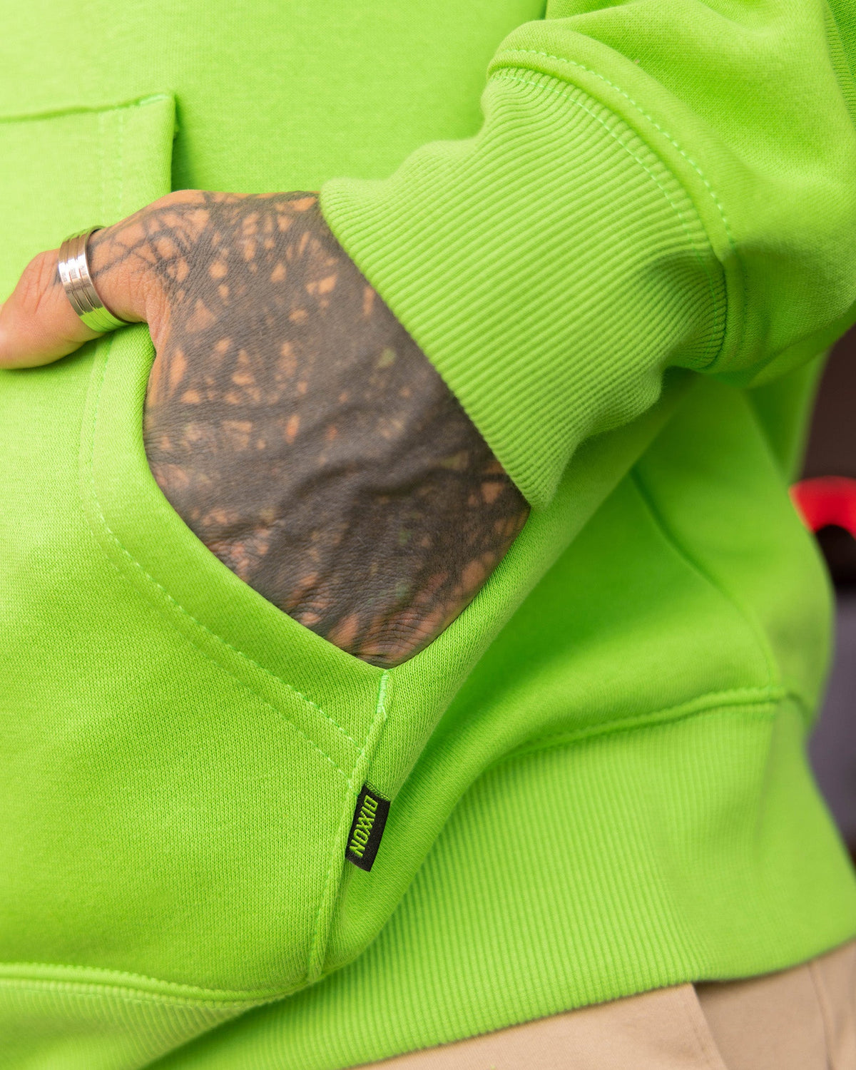 Black DFC Shield Zip Up Hoodie - Safety Green - view 6