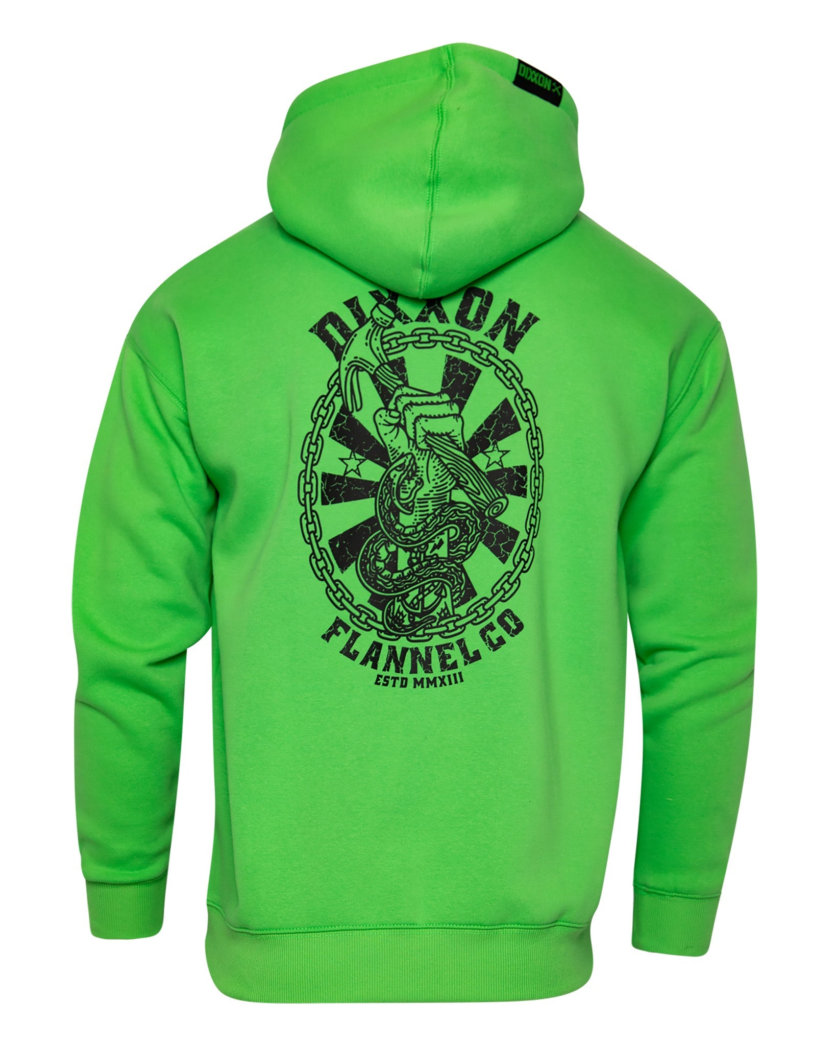 Black Hammersnake Pullover Hoodie - Safety Green - Dixxon Flannel Co.