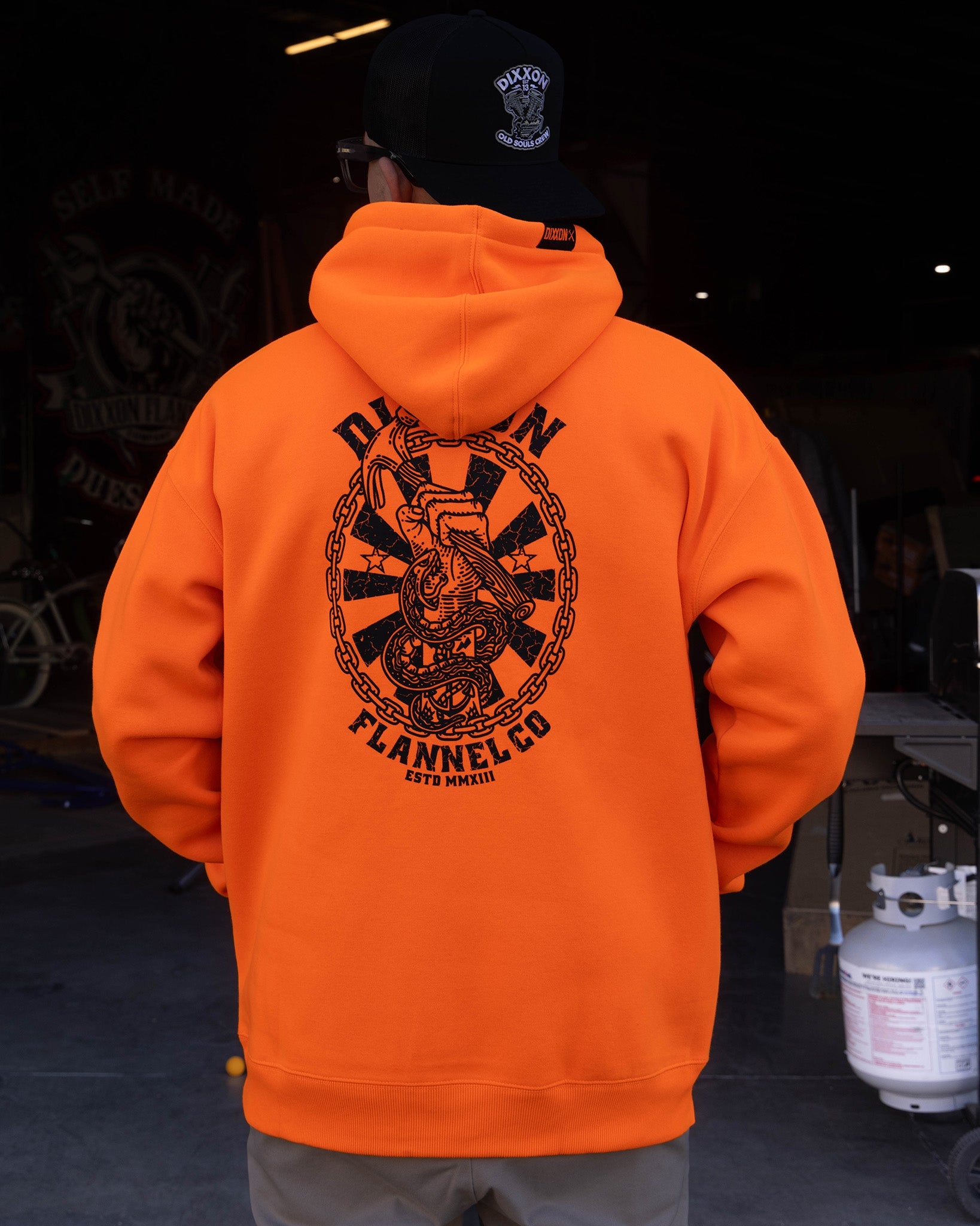 Black Hammersnake Pullover Hoodie - Safety Orange - Dixxon Flannel Co.