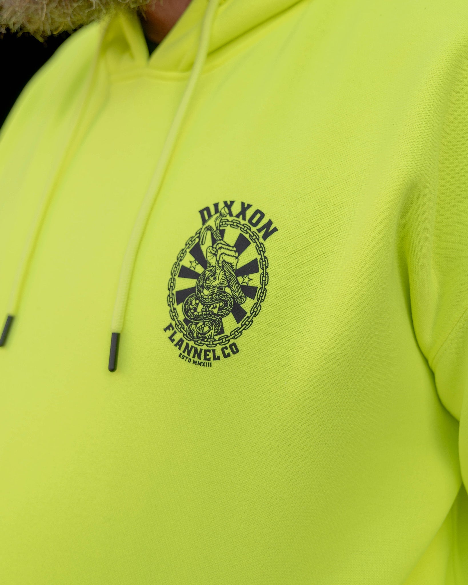 Black Hammersnake Pullover Hoodie - Safety Yellow - Dixxon Flannel Co.