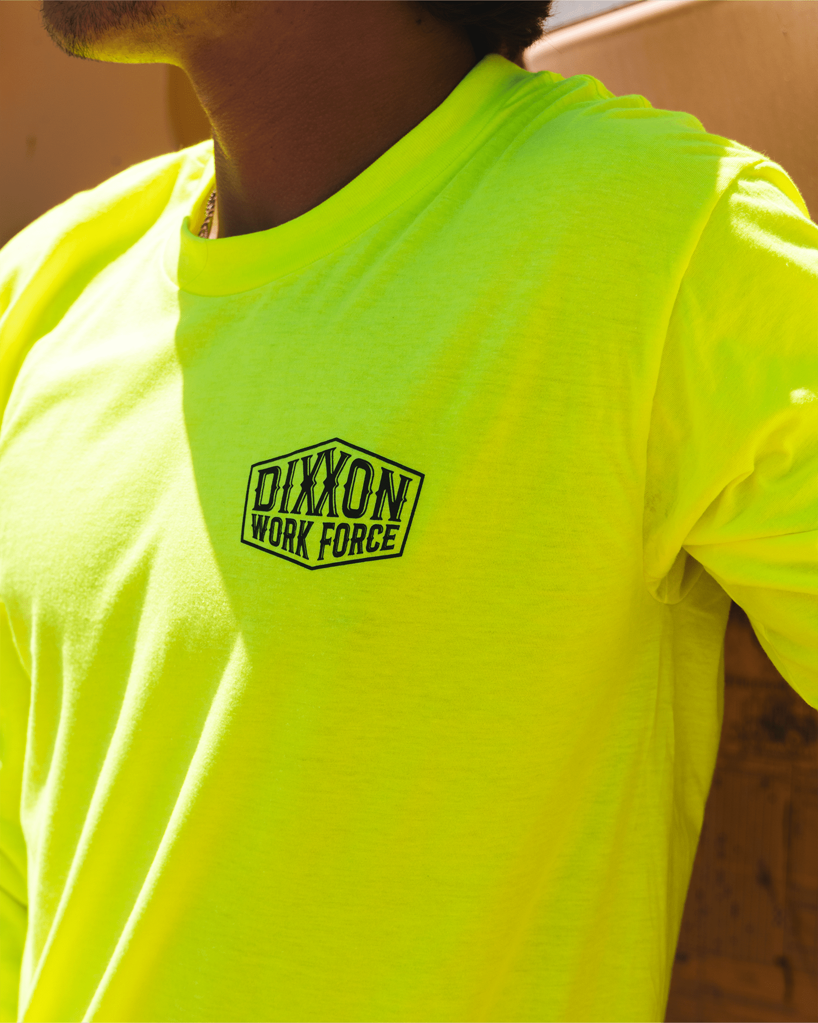 Black Hex Workforce Long Sleeve T-Shirt - Safety Yellow - Dixxon Flannel Co. view 4