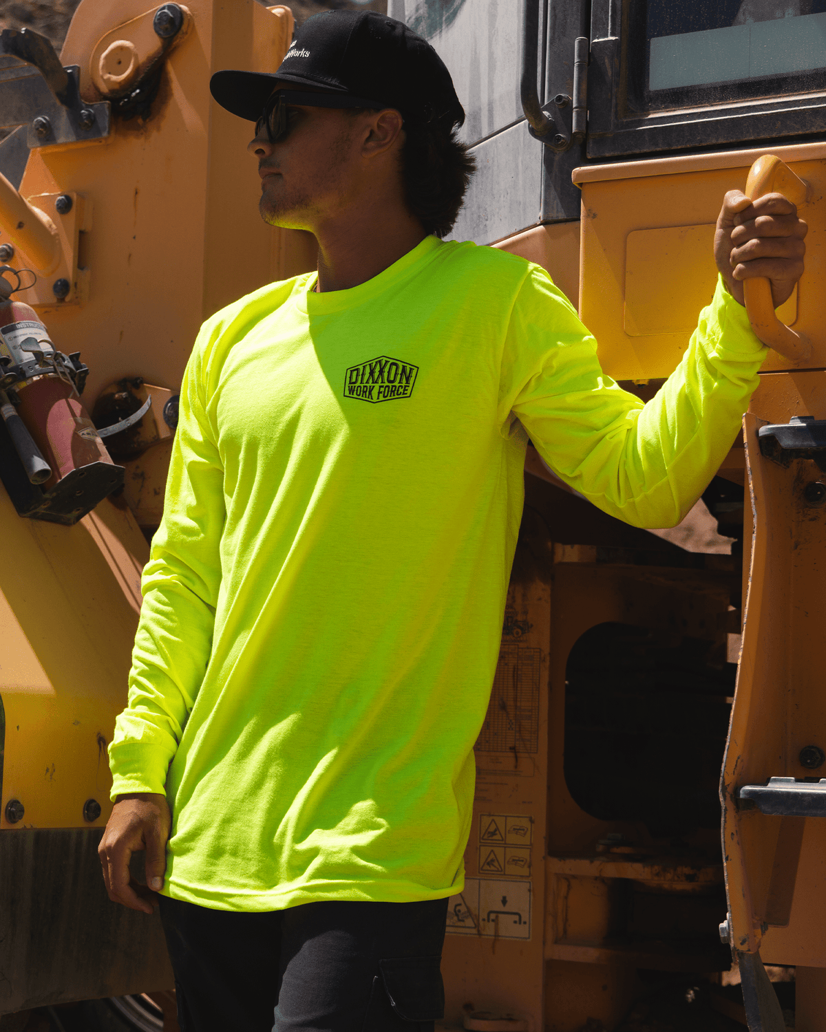 Black Hex Workforce Long Sleeve T-Shirt - Safety Yellow - Dixxon Flannel Co. view 3