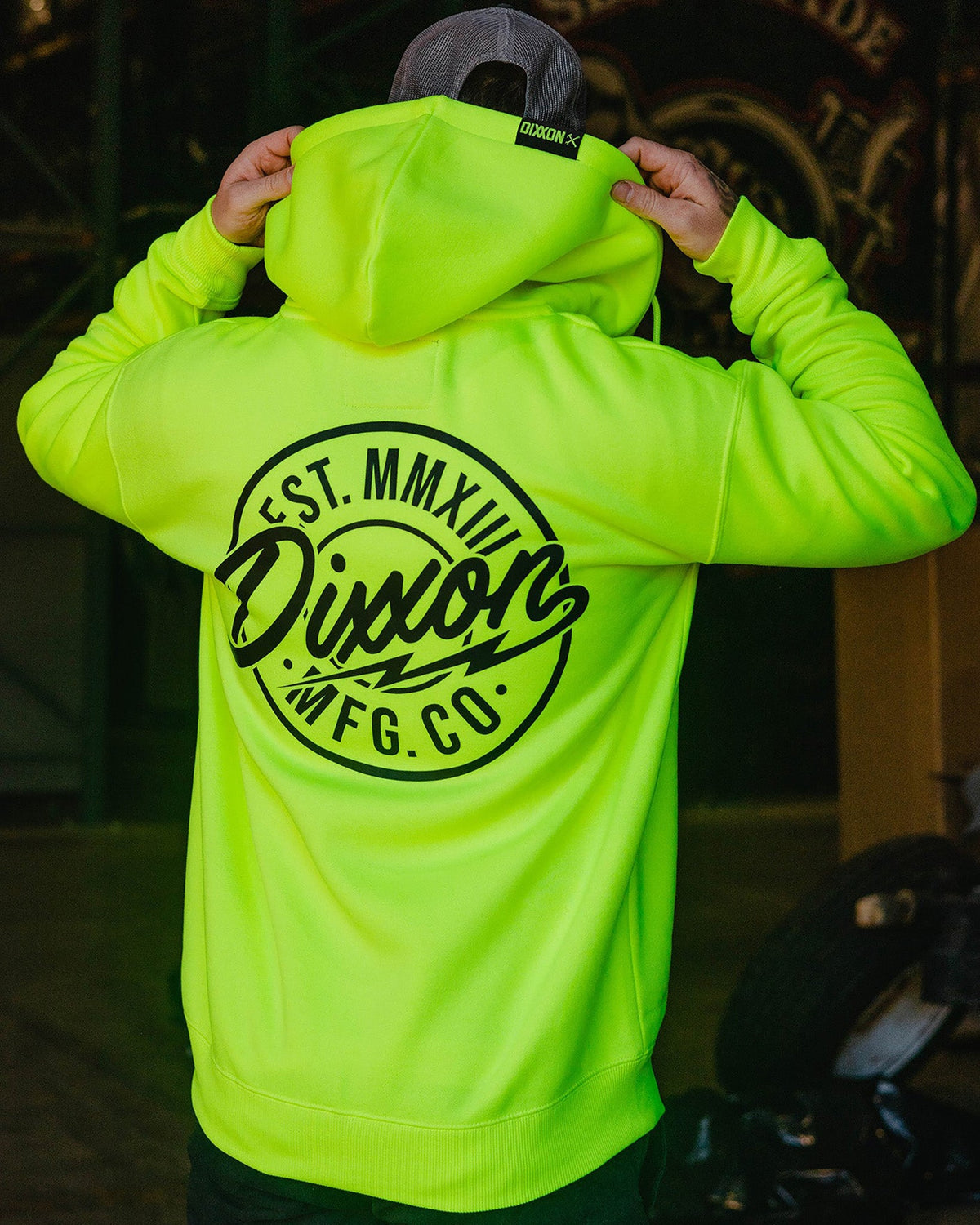 Black MFG Badge Zip Up Hoodie - Safety Yellow - view 1