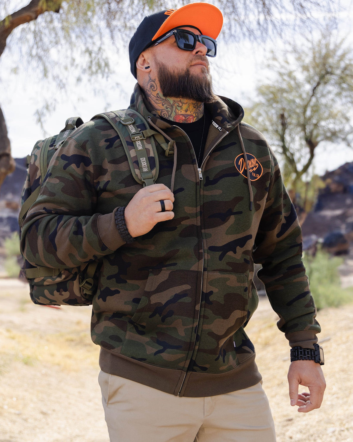 Black & Orange Esso Zip Up Hoodie - Camo - view 5
