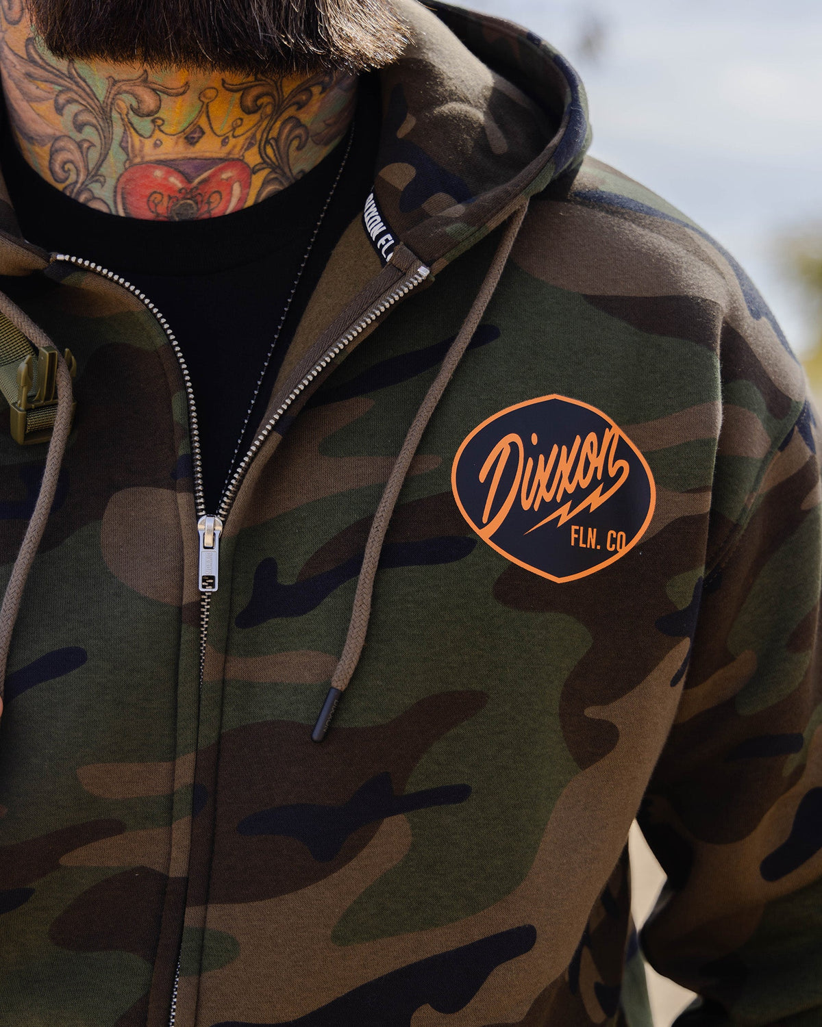 Black & Orange Esso Zip Up Hoodie - Camo - view 4