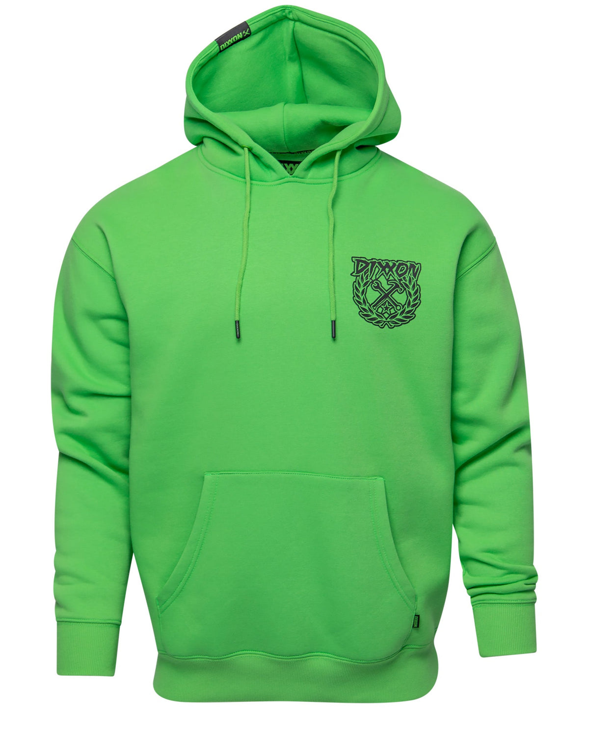 Black Party Crest Pullover Hoodie - Safety Green - view 3