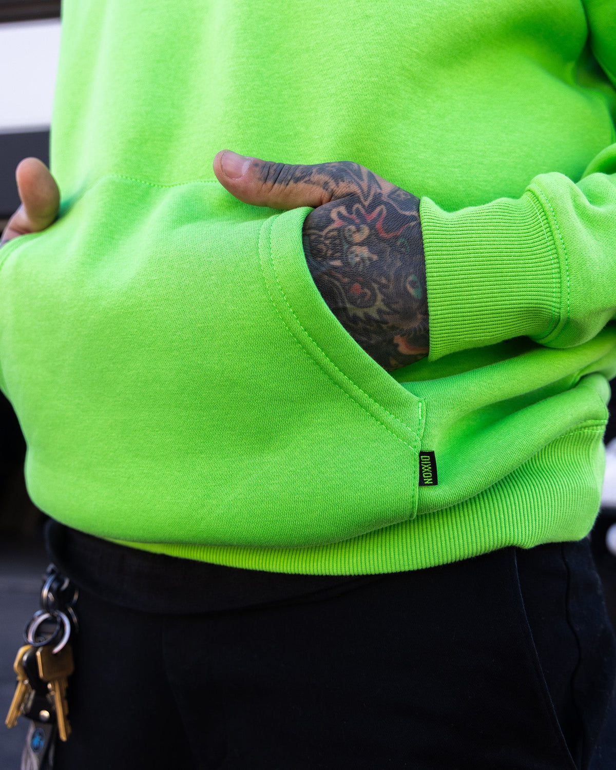 Black Party Crest Pullover Hoodie - Safety Green - view 6