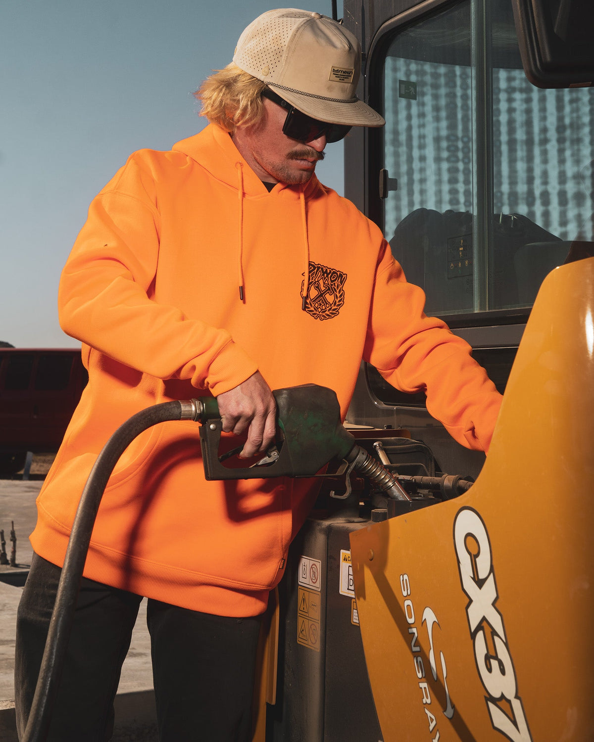 Black Party Crest Pullover Hoodie - Safety Orange - view 4