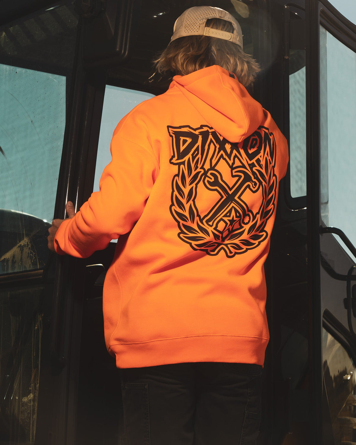 Black Party Crest Pullover Hoodie - Safety Orange - view 1