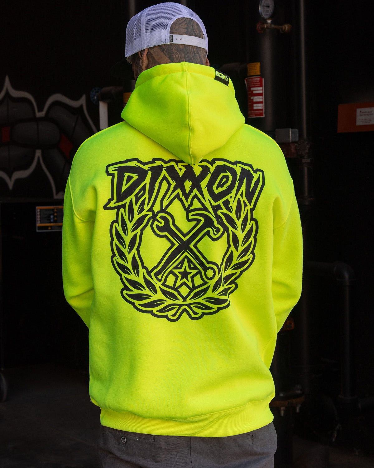Black Party Crest Pullover Hoodie - Safety Yellow - view 1