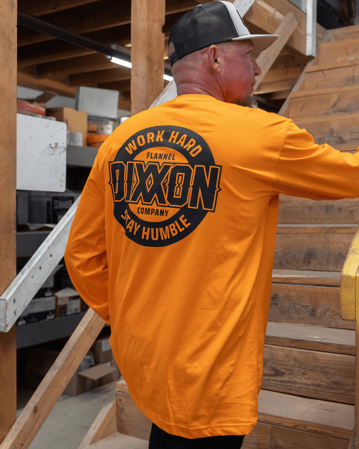 Black Resolute Long Sleeve T-Shirt - Safety Orange - Dixxon Flannel Co. view 1