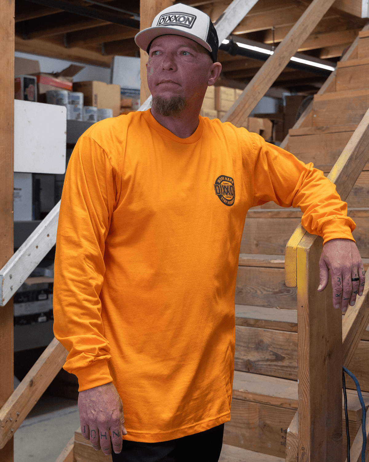 Black Resolute Long Sleeve T-Shirt - Safety Orange - Dixxon Flannel Co. view 3