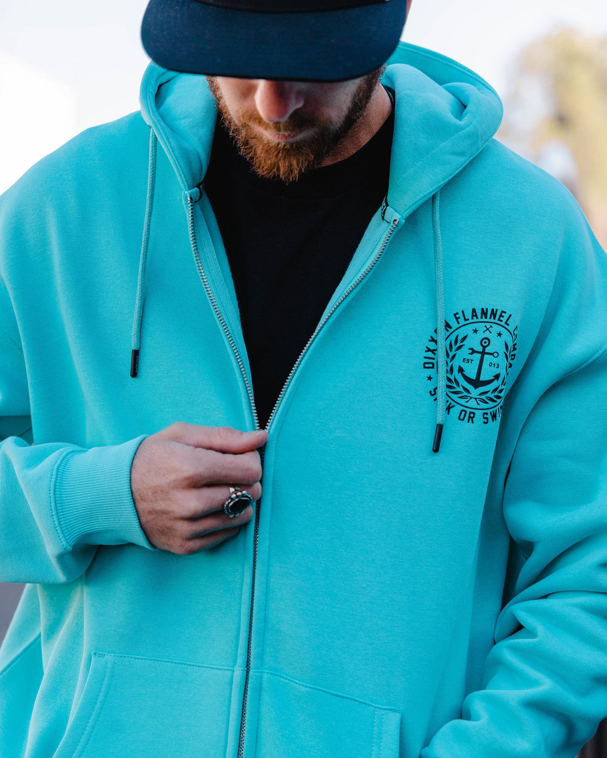 Black Salty Crest Zip Up Hoodie - Tiffany - view 5