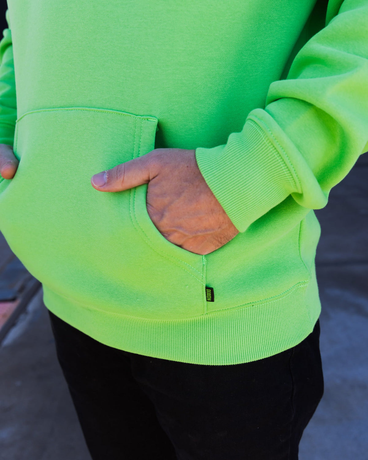 Black Streamline Pullover Hoodie - Safety Green - view 4