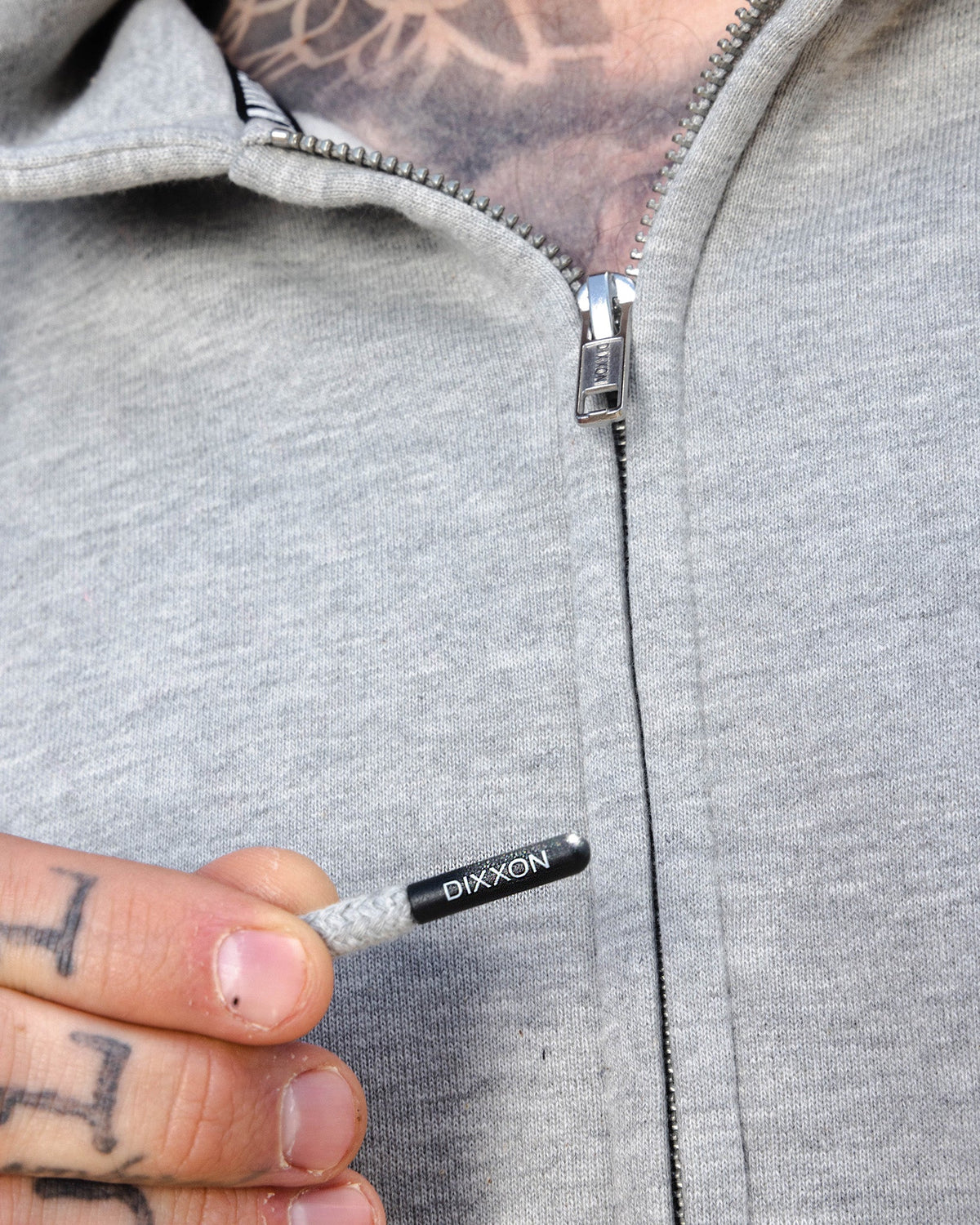 Black Working Class Logo Zip Up Hoodie - Heather Gray - view 3