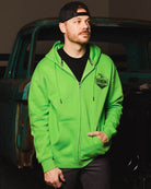Black Working Class Logo Zip Up Hoodie - Safety Green - Dixxon Flannel Co.