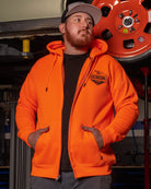 Black Working Class Logo Zip Up Hoodie - Safety Orange - Dixxon Flannel Co.