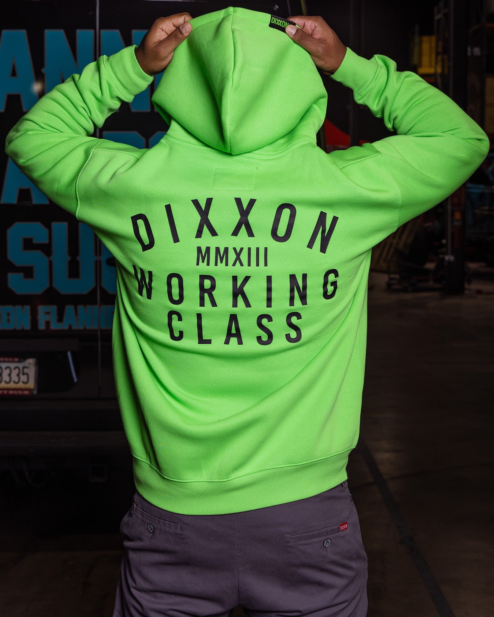 Black Working Class Zip Up Hoodie - Safety Green - Dixxon Flannel Co.