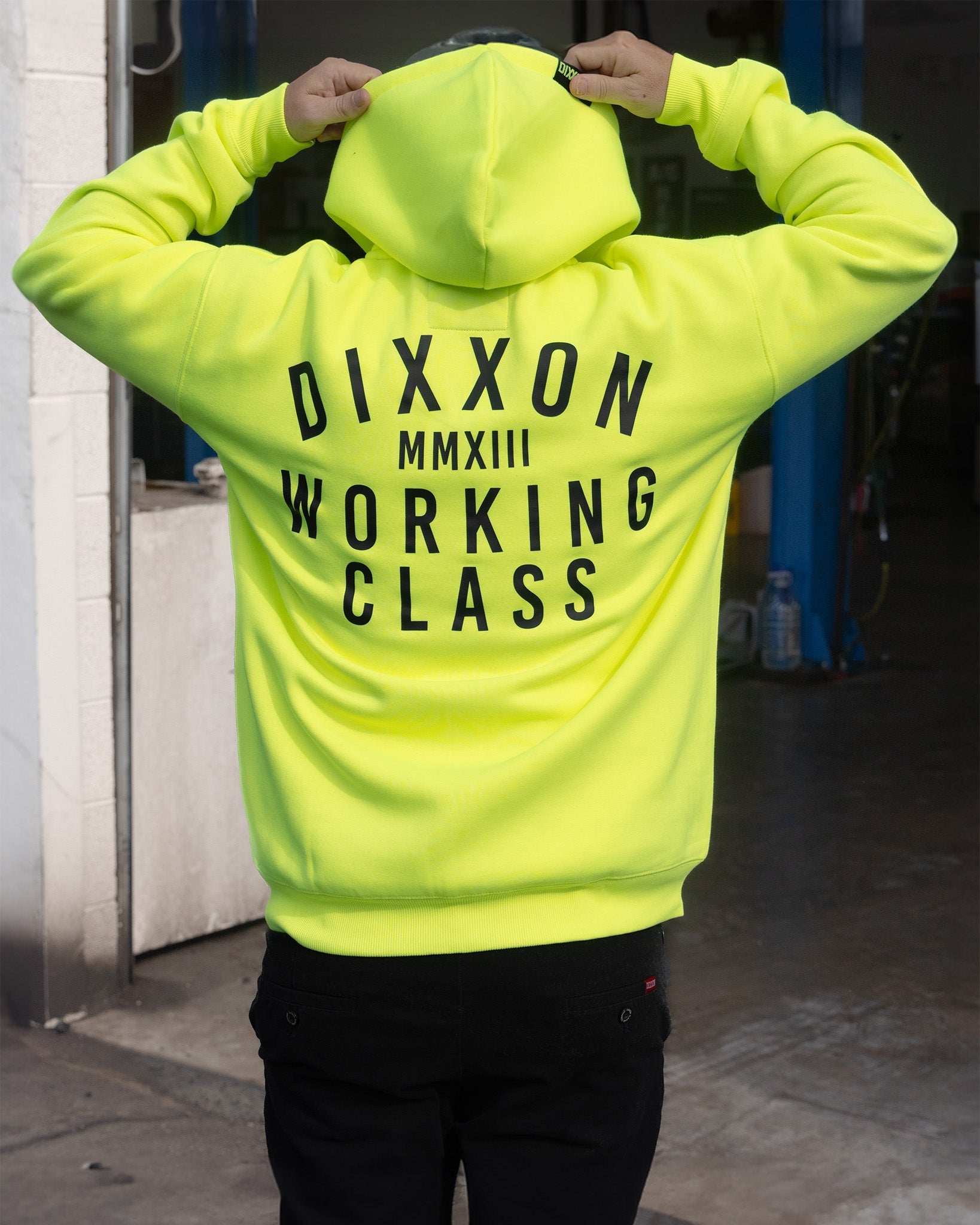 Black Working Class Zip Up Hoodie - Safety Yellow - Dixxon Flannel Co.