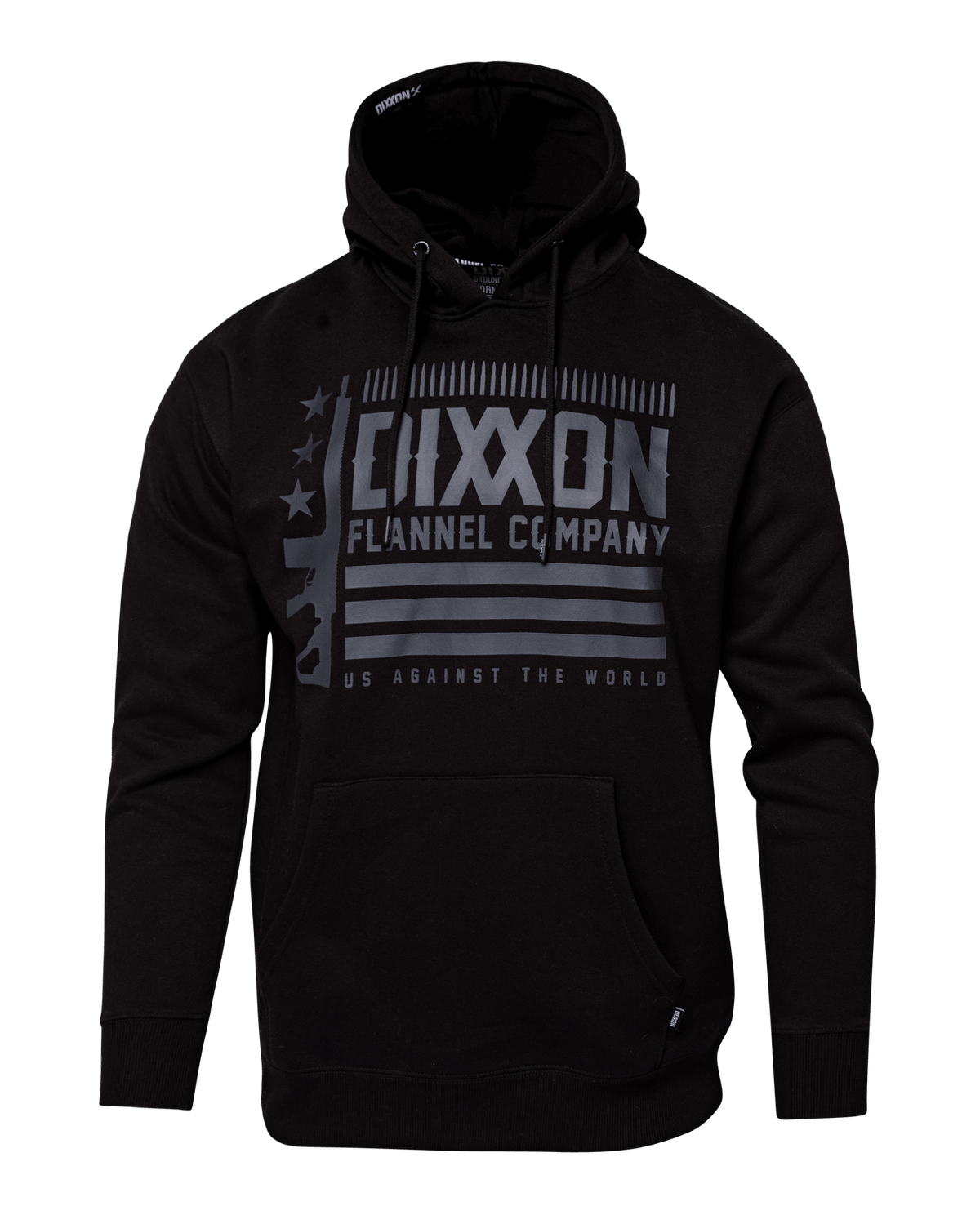 Charcoal Us Against The World Pullover Hoodie - Black - Dixxon Flannel Co. view 2