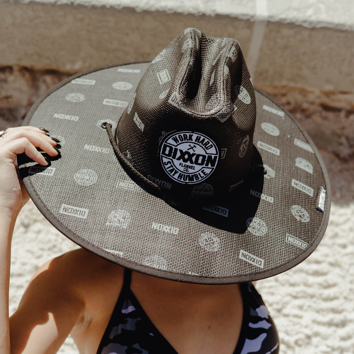 Wide Brim Straw Sun Hat with Black Script Lanzom Women main image 4