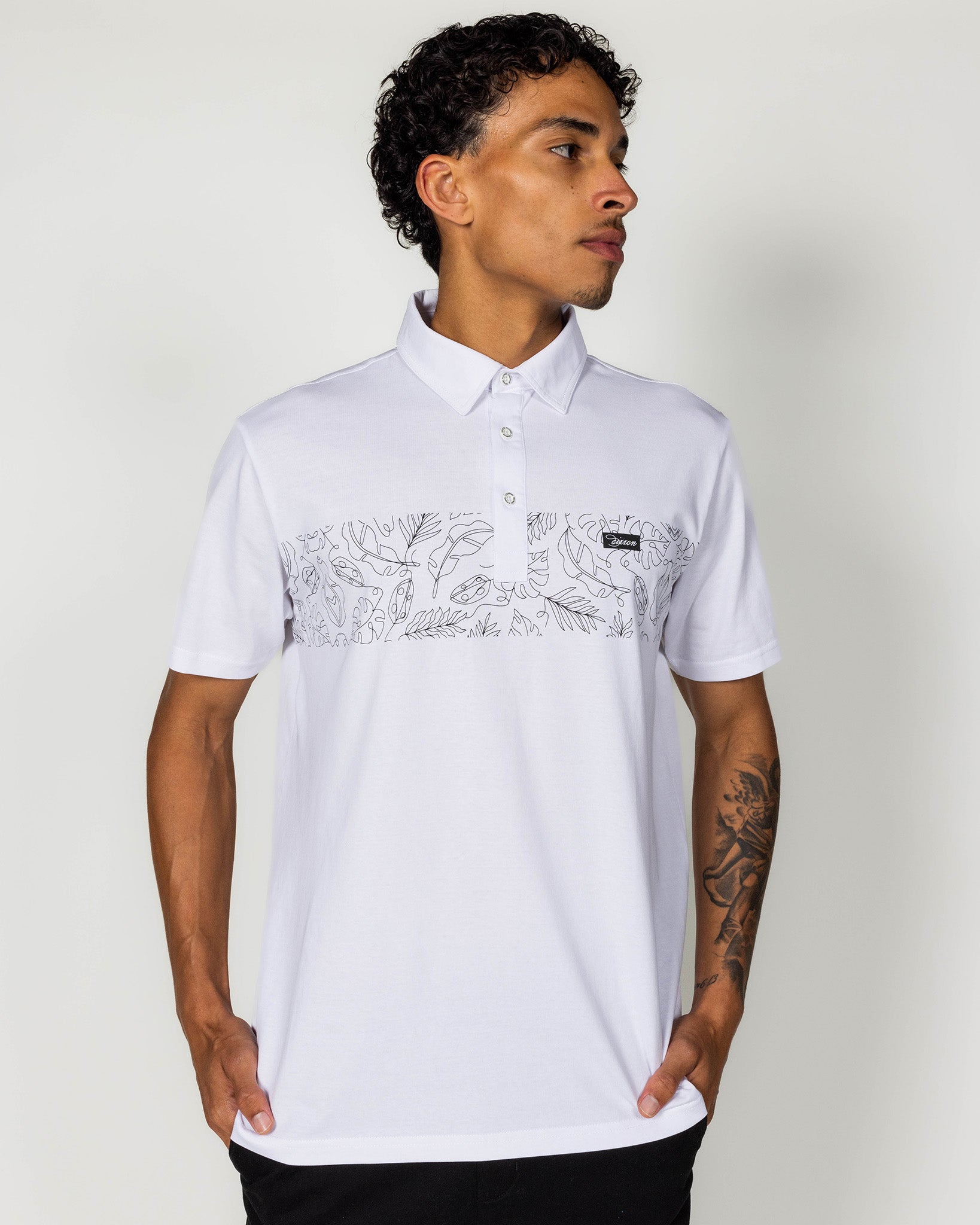 Men's White Floral Premium Polo - White | Dixxon Flannel Co.
