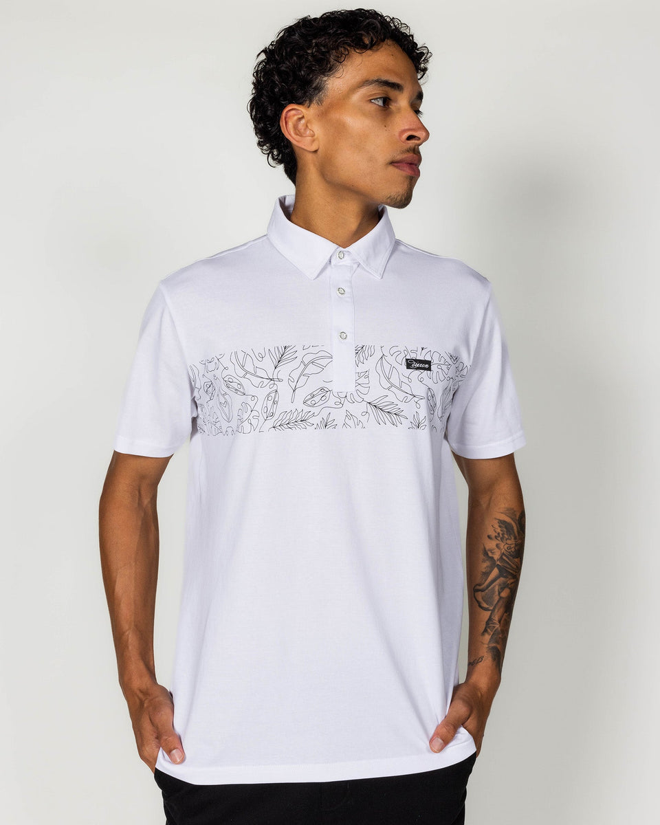 Men s White Floral Premium Polo White Dixxon Flannel Co